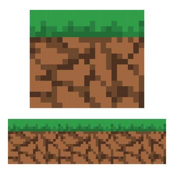 Underground and Grass Pixel Art Retro 8 Bit Game Terrain Asset vector