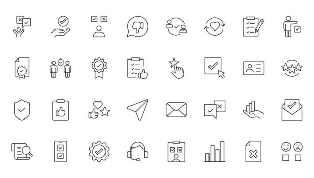 Survey feedback, customer feedback thin line icons. For testimonial, website marketing design, logo, app, template, ui, etc. vector