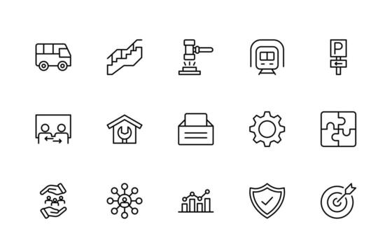 Set of line Public Services icons. Minimalist thin linear web icon set. Line icons related to public utilities and Gas, electricity, water, heating, etc. vector
