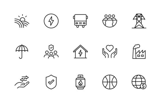 Public Services line icon Set. Minimal thin linear web icon set. Line icons related to public utilities. Gas, electricity, water, heating. vector