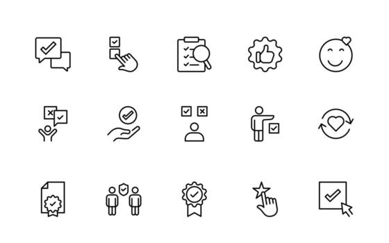 Survey feedback and testimonial, line icons. For website marketing design, logo, app, template, ui, and more. vector