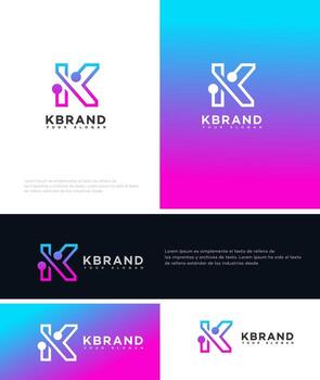 Tech Startup Logo Colorful K Initial Design vector