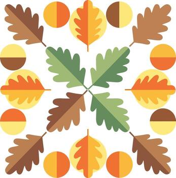 Geometric Autumn Oak Leaf Pattern in Warm Earth Tones and Flat Design Style vector