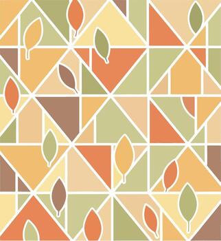 Geometric Leaf Pattern with Earthy Tones and White Outlines vector