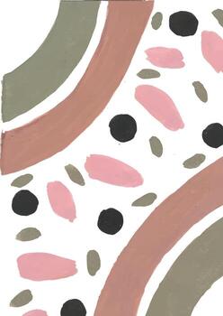 Abstract art composition with curved shapes and speckled elements vector