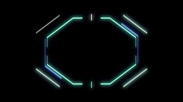 Animation HUD frame futuristic sci-fi interface design of glowing neon octagon, cyberpunk digital display, perfect for VJ, and technology projects. video
