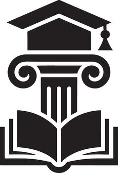 Symbol of education and justice with open book and column vector