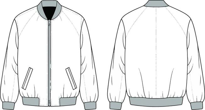 bomber jacket with a pattern Technical drawing vector
