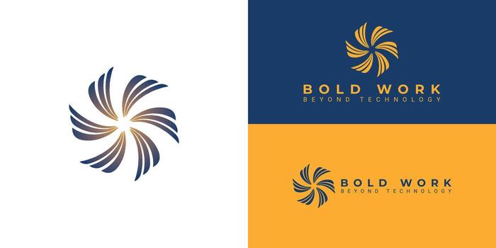 A logo for an AI transformation company featuring an abstract, turbine-like design that symbolizes power and progress. A light gradient suggests illumination and a clear path forward. vector