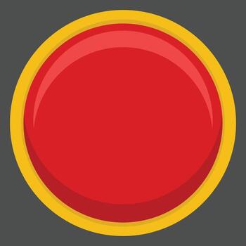 Red button icon with yellow border vector