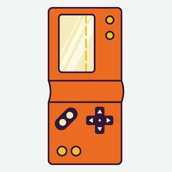 An orange game console with a controller on it vector