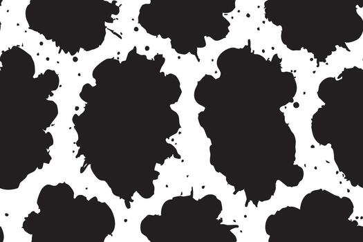 Seamless Bold cowhide ink pattern with large splashes black on white vector