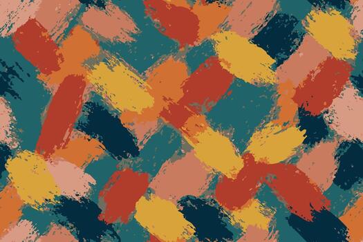 Seamless Colorful cross-hatch brush stroke pattern with warm tones vector