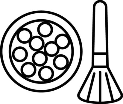 minimalista polvo borla contorno icono para belleza y productos cosméticos ui diseño en limpiar blanco antecedentes con sutil mapa textura vector