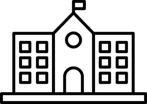 school, building icon. Simple thin line, outline of Buildings icons for UI and UX, website or mobile application on dark blue gradient background on the background of a light map vector