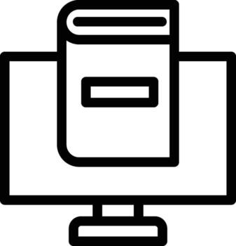 e-book on screen icon. Simple thin line, outline of Book icons for UI and UX, website or mobile application on dark blue gradient background vector