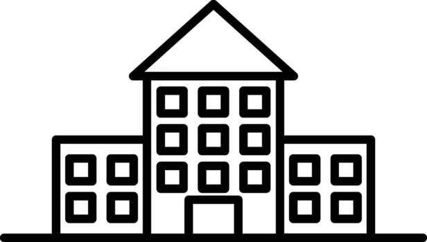 temple, building icon. Simple thin line, outline of Buildings icons for UI and UX, website or mobile application on dark blue gradient background on the background of a light map vector