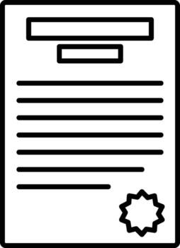 Document with Seal outline icon. Simple for UI and UX, website or mobile application on white background vector