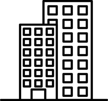 rascacielos icono. sencillo Delgado línea, contorno de edificios íconos para ui y ux, sitio web o móvil solicitud en oscuro azul degradado antecedentes en el antecedentes de un ligero mapa vector