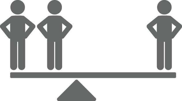 lever diagram icon. Simple balance-and-lever glyph for comparison and mechanism visuals in interfaces on a white background. vector