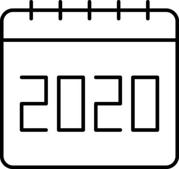 Calendar, 2020 icon. Simple thin line, outline of calendar icons for ui and ux, website or mobile application on white background vector