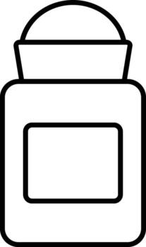 Minimalist outline icon of roll-on antiperspirant on light map background for UI and UX design vector