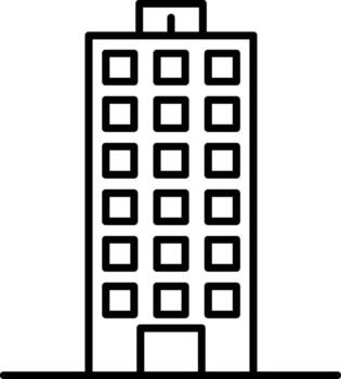 residential tower icon. Simple thin line, outline of Buildings icons for UI and UX, website or mobile application on dark blue gradient background on the background of a light map vector