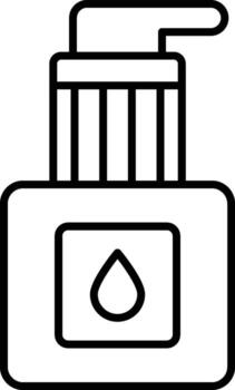 Minimalist serum bottle outline icon with thin line style on light map background for UI and UX design vector