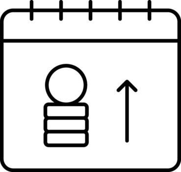 Calendar, coins icon. Simple thin line, outline of calendar icons for ui and ux, website or mobile application on white background vector