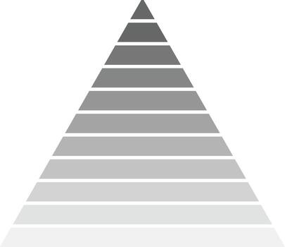 pyramid icon. Clean tiered glyph for hierarchy and proportion visuals, ideal for web and mobile interfaces on a white background. vector