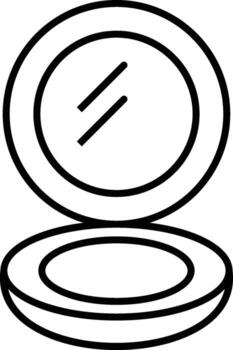 Minimalist powder compact outline icon on light textured background for beauty UI and mobile app design vector