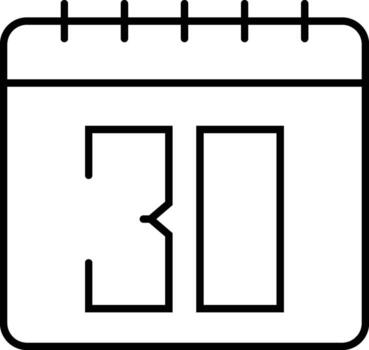 Calendar, 30 icon. Simple thin line, outline of calendar icons for ui and ux, website or mobile application on white background vector