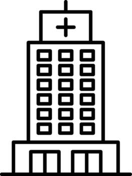hospital, edificio icono. sencillo Delgado línea, contorno de edificios íconos para ui y ux, sitio web o móvil solicitud en oscuro azul degradado antecedentes en el antecedentes de un ligero mapa vector