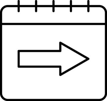 Calendar, arrow icon. Simple thin line, outline of calendar icons for ui and ux, website or mobile application on white background vector