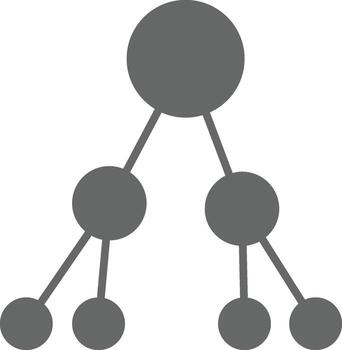 binario árbol icono. claro jerárquico glifo para algoritmo y datos estructura visuales en ui ux en un blanco antecedentes. vector