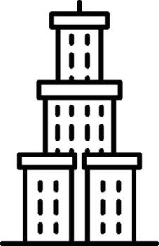 condominium building icon. Simple thin line, outline of Buildings icons for UI and UX, website or mobile application on dark blue gradient background on the background of a light map vector