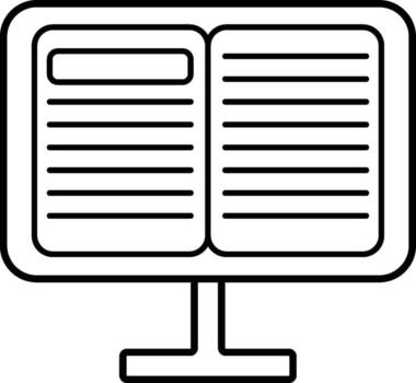 Ebook on monitor outline icon. Simple for UI and UX, website or mobile application on white background vector