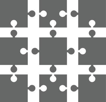 Puzzle icon. Clean interlocking pieces glyph for problem-solving and feature visuals on a white background. vector