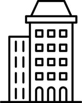 Alto edificio icono. sencillo Delgado línea, contorno de edificios íconos para ui y ux, sitio web o móvil solicitud en oscuro azul degradado antecedentes en el antecedentes de un ligero mapa vector