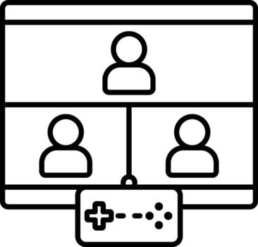 3 players, screen, game, game controller icon. Simple thin line, outline of esport icons for UI and UX, website or mobile application on white background vector