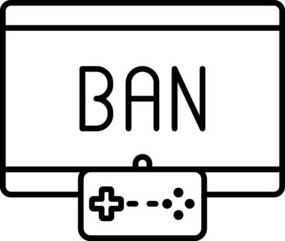 prohibición, jugador, juego, juego controlador icono. sencillo Delgado línea, contorno de deporte íconos para ui y ux, sitio web o móvil solicitud en blanco antecedentes vector