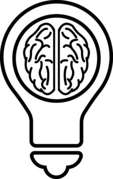 Light bulb with a brain inside outline icon. Simple for UI and UX, website or mobile application on white background vector
