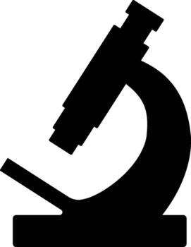 Microscope icon. Style is flat symbol, black color, rounded angles, white background. vector