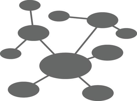 mind map icon. Lightweight node-and-link glyph for brainstorming and UX flows, suitable for web and mobile on a white background. vector