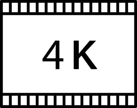4k movie, tape, frame icon. Simple thin line, outline of movie, cinema, film, screen, flicks icons for UI and UX, website or mobile application on white background vector