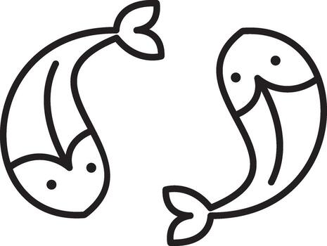 Two fishes icon. Simple thin line, outline of Chinese icons for UI and UX, website or mobile application on white background vector