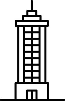 business center icon. Simple thin line, outline of Buildings icons for UI and UX, website or mobile application on dark blue gradient background on the background of a light map vector