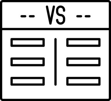 juego, evento, vs, lista icono. sencillo Delgado línea, contorno de deporte íconos para ui y ux, sitio web o móvil solicitud en blanco antecedentes vector