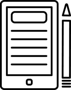 Tablet with pen outline icon. Simple for UI and UX, website or mobile application on white background vector