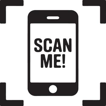 Modern smartphone with scan me text and framing square graphic vector